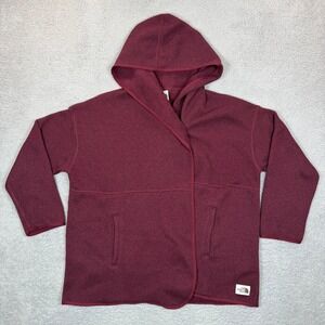 The North Face Crescent Hooded Wrap Cardigan Burgundy Fleece XL NF0A337A